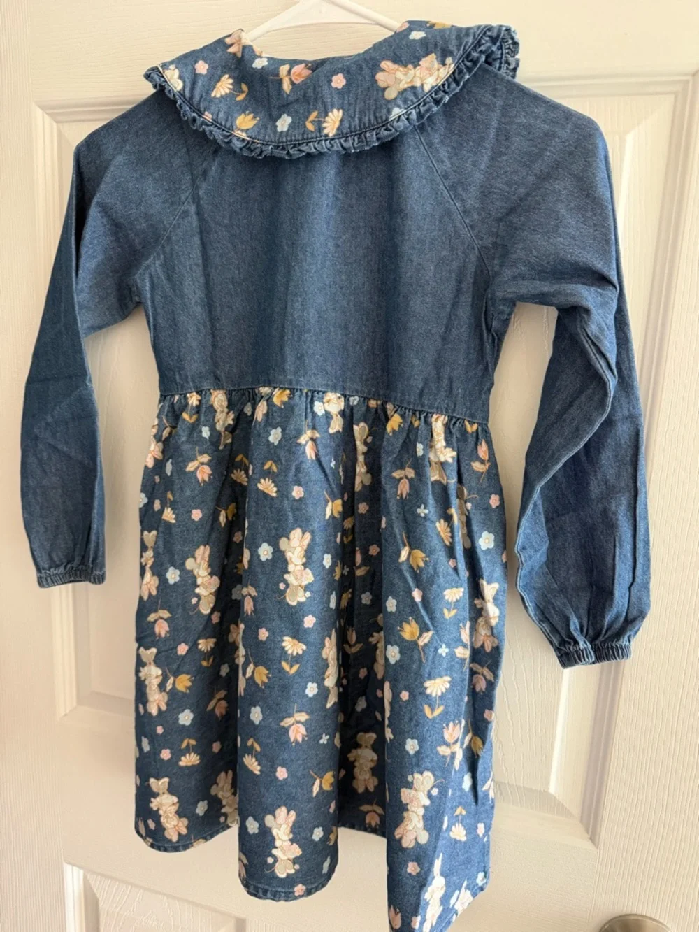 Disney Denim-Style Floral Dress in Blue with Pink Accents - Picture 5 of 5